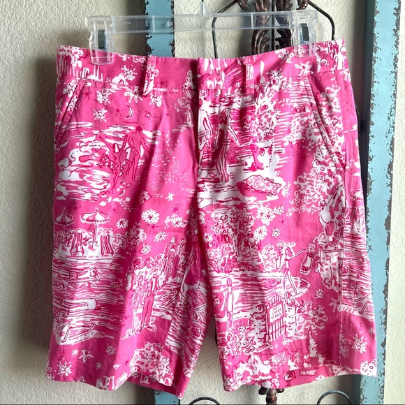 Lily Pulitzer Hotty Pink Skinny Dippin Print Bermuda Shorts